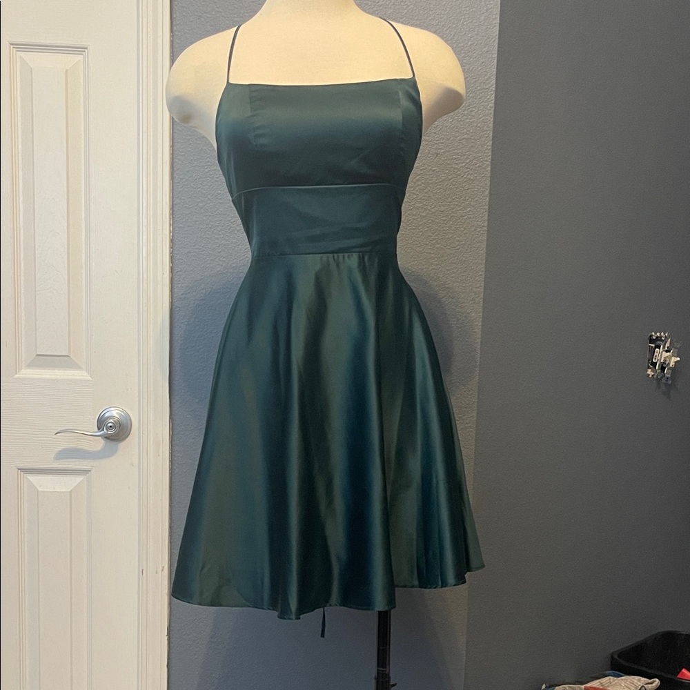 Elegant Dark Green Satin Dress